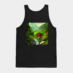 Beautiful Landscape Painting with mushrooms and mountains Tank Top